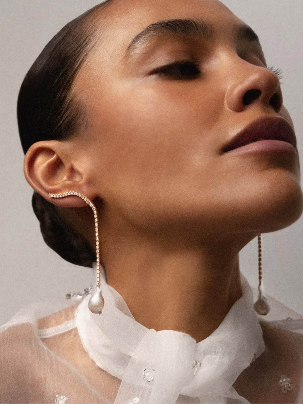 Specciale Philipa Gold Pearl Chain Drop Earrings for Women